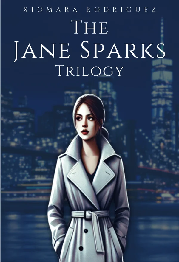 The Jane Sparks Trilogy cover by Xiomara Rodriguez, featuring Jane against a nighttime city skyline